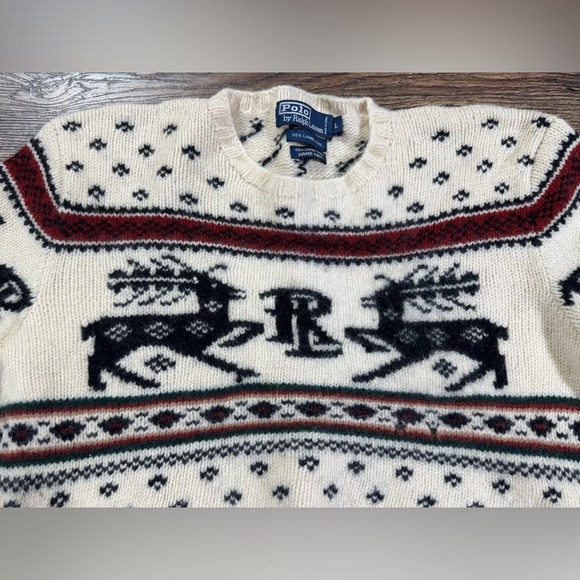 Vintage Polo Ralph Lauren 100% Lambs Wool Hand Knit Sweater - Picture 2 of 6